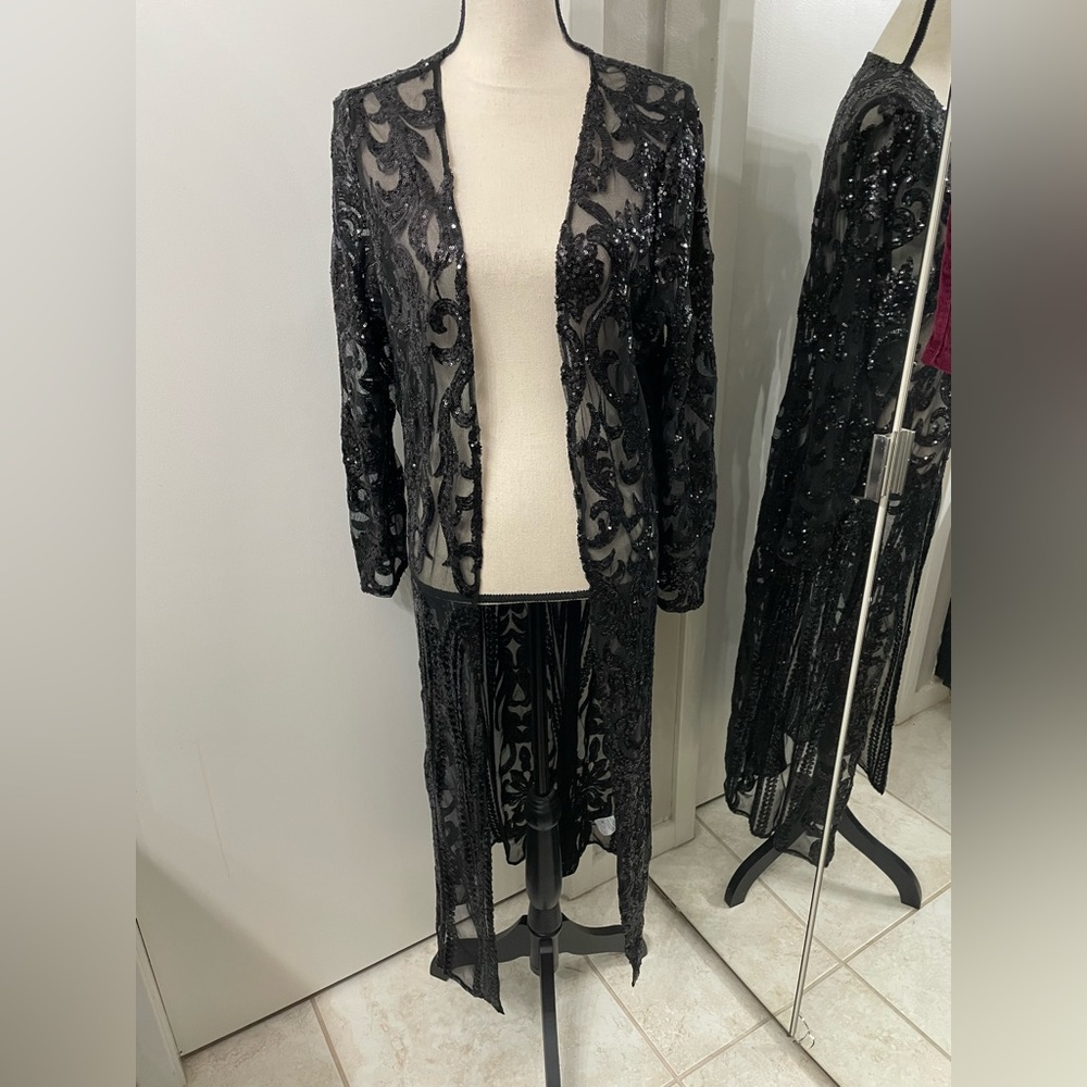Black sequin duster